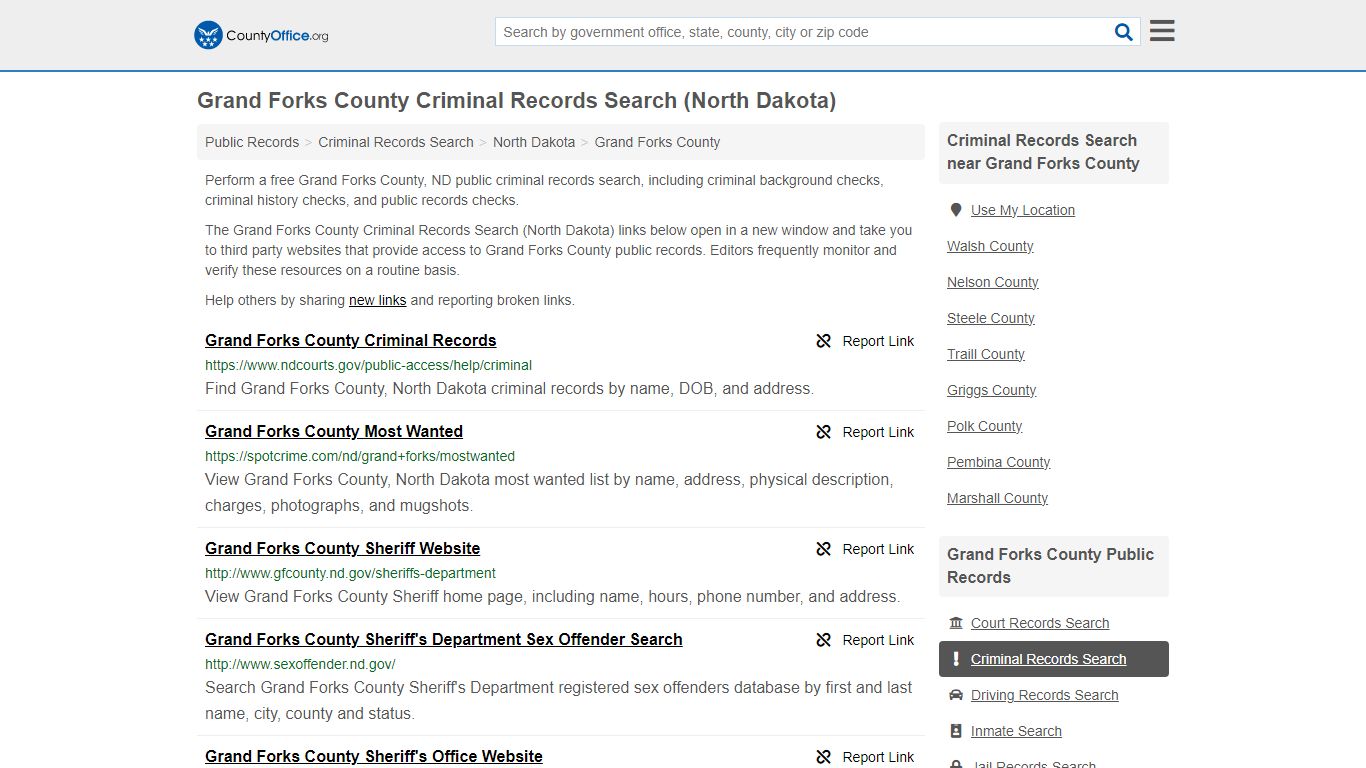 Grand Forks County Criminal Records Search (North Dakota) - County Office