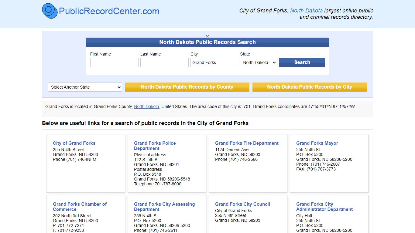 Grand Forks North Dakota Public Records and Criminal Background Check